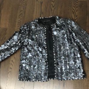 Zara Tweed Sequin Crop Blazer